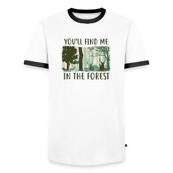 You will find me in the forest - Men's Ringer Shirt - white/black - Front - AI Model Female 172 light (172cm) & AI Model Male 178 dark (178cm)