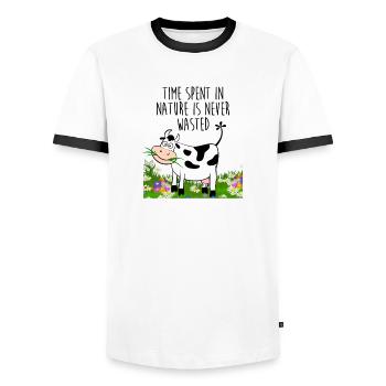 Temps passé dans la nature - T-shirt contrasté Homme - blanc/noir - Devant - AI Model Female 172 light (172cm) & AI Model Male 178 dark (178cm)
