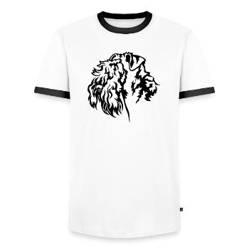 Tête de Kerry Blue Terrier - T-shirt contrasté Homme - blanc/noir - Devant - AI Model Female 172 light (172cm) & AI Model Male 178 dark (178cm)