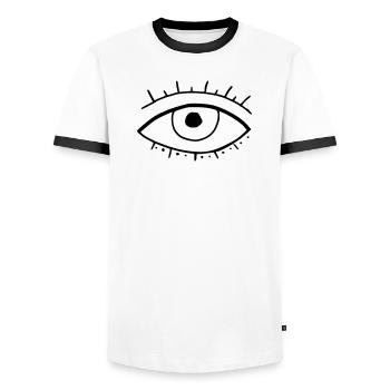 Oeil - T-shirt contrasté Homme - blanc/noir - Devant - AI Model Female 172 light (172cm) & AI Model Male 178 dark (178cm)