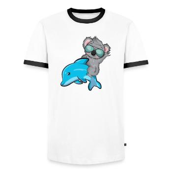 Koala and Delfin - Men's Ringer Shirt - white/black - Front - AI Model Female 172 light (172cm) & AI Model Male 178 dark (178cm)
