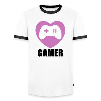 Joueur - T-shirt contrasté Homme - blanc/noir - Devant - AI Model Female 172 light (172cm) & AI Model Male 178 dark (178cm)