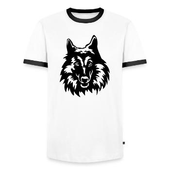 Tête de Tervueren - T-shirt contrasté Homme - blanc/noir - Devant - AI Model Female 172 light (172cm) & AI Model Male 178 dark (178cm)