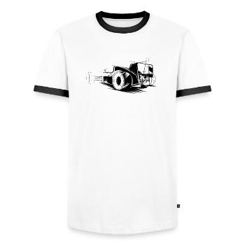 Icône d’illustration de formule Icône de logo de course automobile - T-shirt contrasté Homme - blanc/noir - Devant - AI Model Female 172 light (172cm) & AI Model Male 178 dark (178cm)
