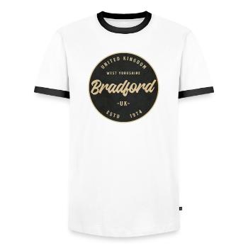 Bradford Vintage Circular Badge - Männer Kontrast-T-Shirt - Weiß/Schwarz - Vorne - AI Model Female 172 light (172cm) & AI Model Male 178 dark (178cm)