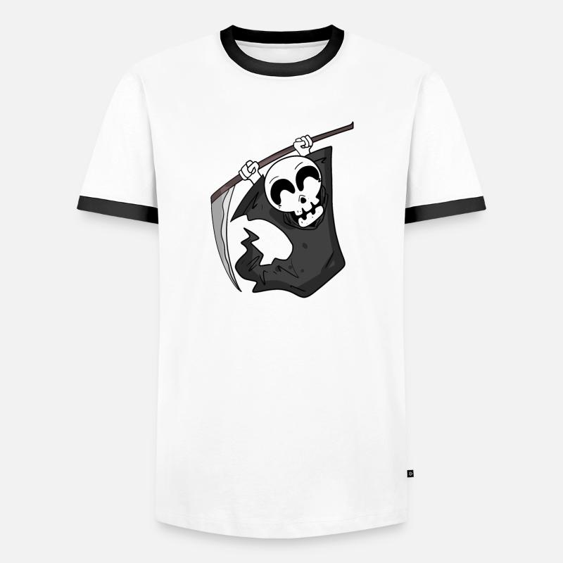Sensenmann freut sich - Männer Kontrast-T-Shirt - Weiß/Schwarz