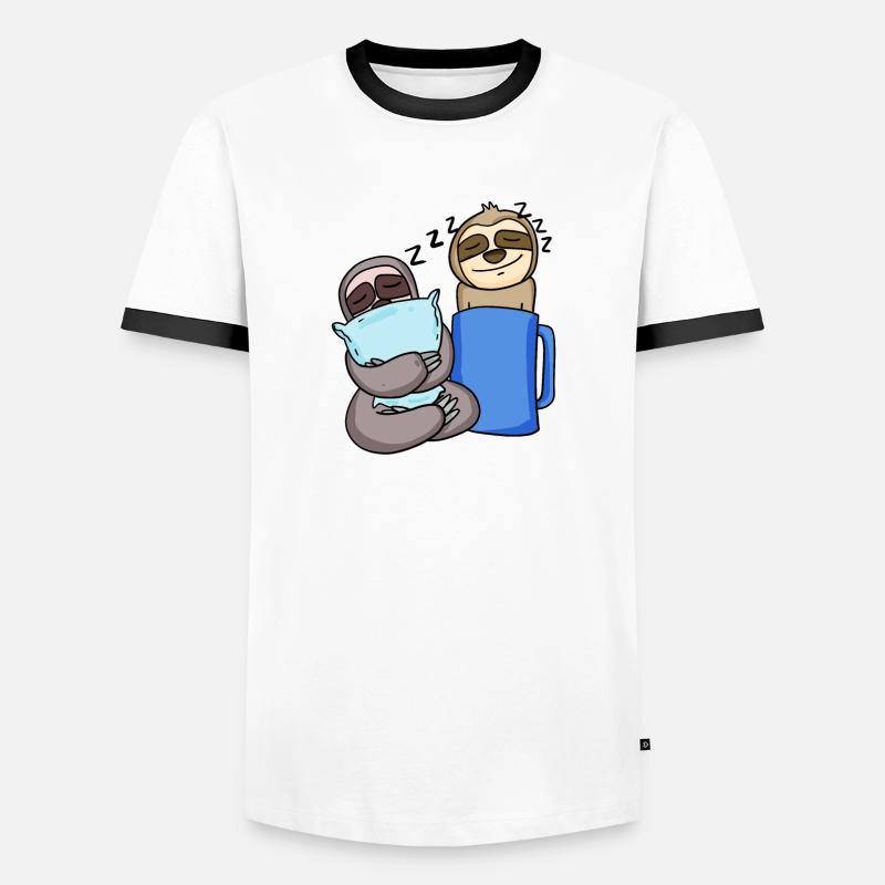 Sloth Sloths Sleeping Coffee - Men's Ringer Shirt - white/black