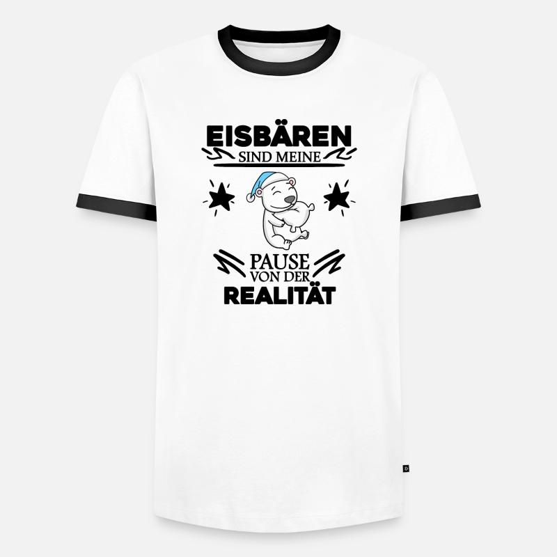 Eisbär - Männer Kontrast-T-Shirt - Weiß/Schwarz