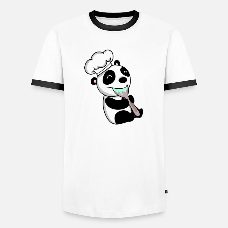 Panda Chef Cute - Men's Ringer Shirt - white/black