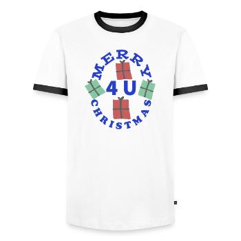 Design de Noël de cadeaux vibrants - T-shirt contrasté Homme - blanc/noir - Devant - AI Model Female 172 light (172cm) & AI Model Male 178 dark (178cm)
