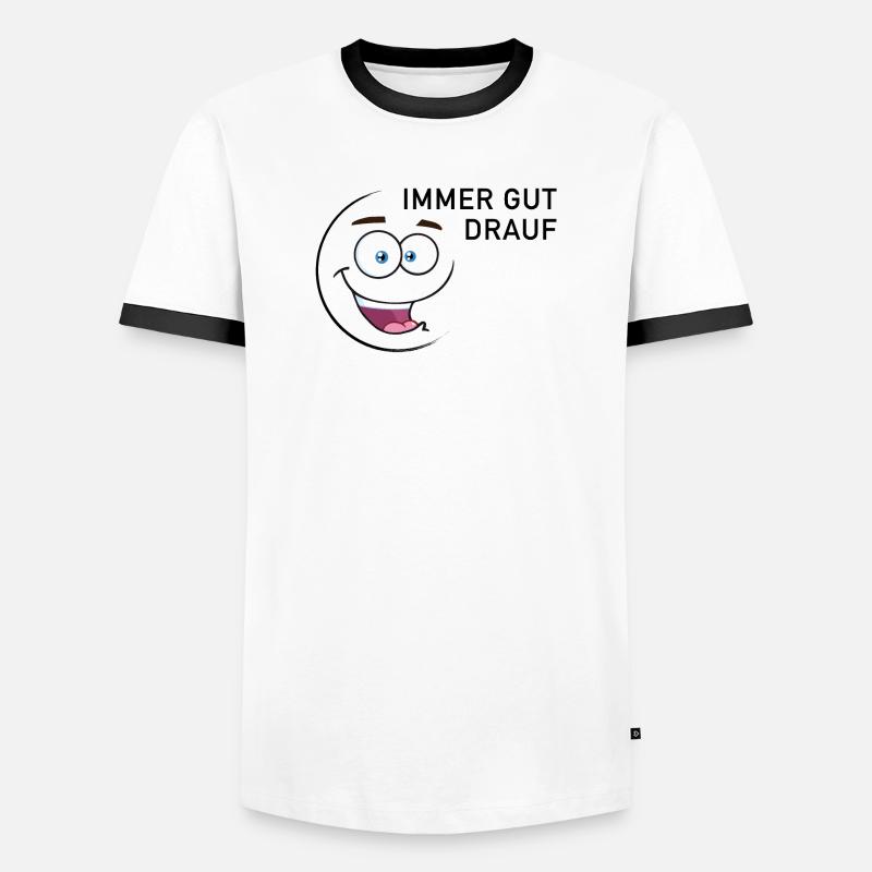 Immer gut drauf | smiley - Männer Kontrast-T-Shirt - Weiß/Schwarz