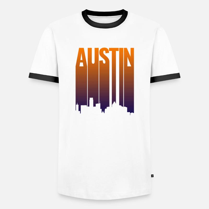 Austin Skyline Gradient - Men's Ringer Shirt - white/black