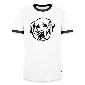 Tête de Tosa - T-shirt contrasté Homme - blanc/noir - Devant - AI Model Female 172 light (172cm) & AI Model Male 178 dark (178cm)