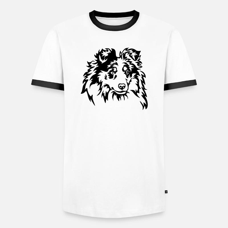 Sheltie Head - Men's Ringer Shirt - white/black