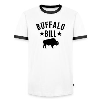 Buffalo bill, country, western - T-shirt contrasté Homme - blanc/noir - Devant - AI Model Female 172 light (172cm) & AI Model Male 178 dark (178cm)