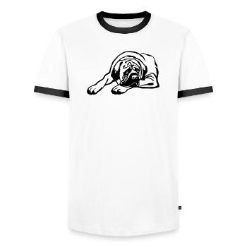 Deutsch Mastiff - Men's Ringer Shirt - white/black - Front - AI Model Female 172 light (172cm) & AI Model Male 178 dark (178cm)