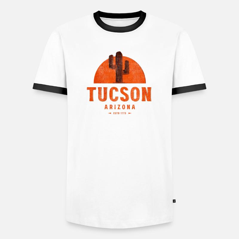 Tucson Sunset Cactus - Men's Ringer Shirt - white/black
