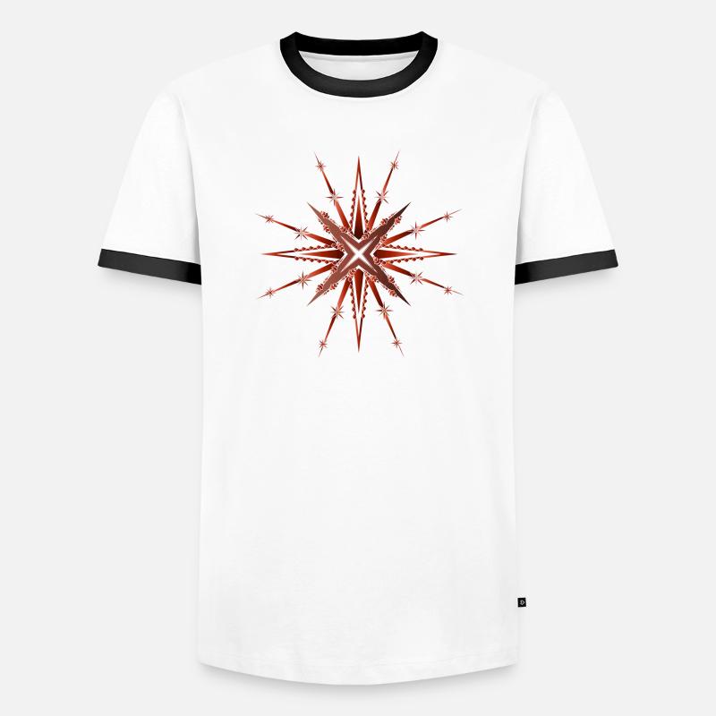 funkelnder und strahlender Rostroter Stern - Männer Kontrast-T-Shirt - Weiß/Schwarz