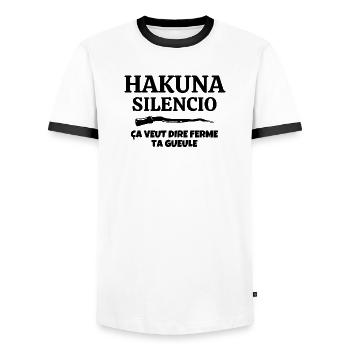 magie, sorcier, potion magique, jeter un sort - T-shirt contrasté Homme - blanc/noir - Devant - AI Model Female 172 light (172cm) & AI Model Male 178 dark (178cm)