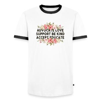 Plaidoyer Amour Soutien Accepter Soyez gentil - T-shirt contrasté Homme - blanc/noir - Devant - AI Model Female 172 light (172cm) & AI Model Male 178 dark (178cm)