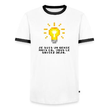 Je suis un génie - T-shirt contrasté Homme - blanc/noir - Devant - AI Model Female 172 light (172cm) & AI Model Male 178 dark (178cm)