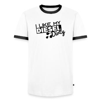 I Like My Diesel Dirty - Funny Dirty Diesel Car - Men's Ringer Shirt - white/black - Front - AI Model Female 172 light (172cm) & AI Model Male 178 dark (178cm)