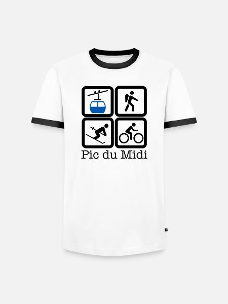 Pic du Midi - T-shirt contrasté Homme - blanc/noir