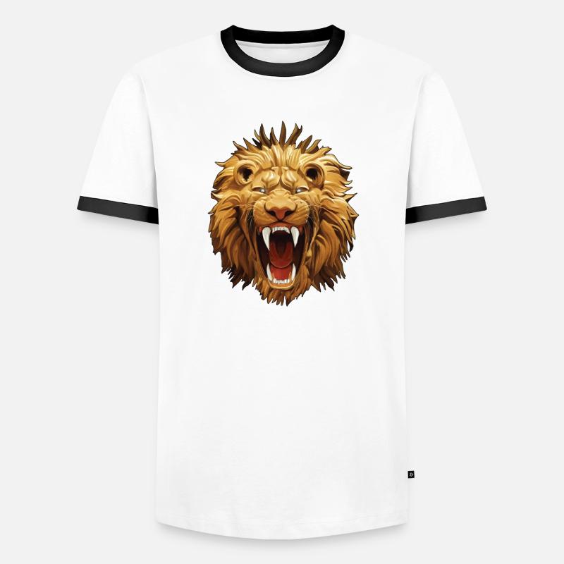 Löwe brüllt - Männer Kontrast-T-Shirt - Weiß/Schwarz
