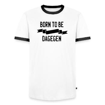 Born to be dagegen - Männer Kontrast-T-Shirt - Weiß/Schwarz - Vorne - AI Model Female 172 light (172cm) & AI Model Male 178 dark (178cm)