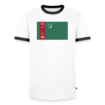 Turkmenistan National Flag - Men's Ringer Shirt - white/black - Front - AI Model Female 172 light (172cm) & AI Model Male 178 dark (178cm)