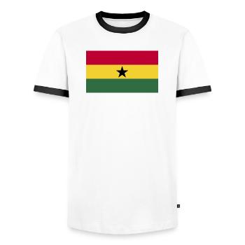 Ghana National Flagge - Männer Kontrast-T-Shirt - Weiß/Schwarz - Vorne - AI Model Female 172 light (172cm) & AI Model Male 178 dark (178cm)