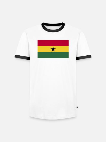 Ghana National Flag - Men's Ringer Shirt - white/black