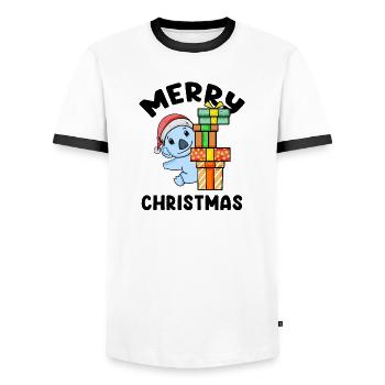 Joyeux Noël Koala - T-shirt contrasté Homme - blanc/noir - Devant - AI Model Female 172 light (172cm) & AI Model Male 178 dark (178cm)