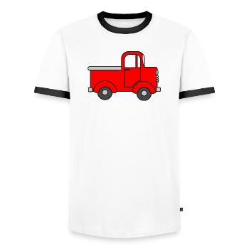 Cheerful truck red, toy car - Men's Ringer Shirt - white/black - Front - AI Model Female 172 light (172cm) & AI Model Male 178 dark (178cm)