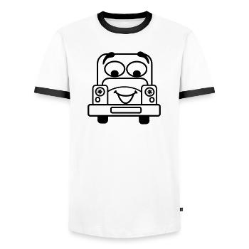 Voiture gaie avec visage transparent - T-shirt contrasté Homme - blanc/noir - Devant - AI Model Female 172 light (172cm) & AI Model Male 178 dark (178cm)