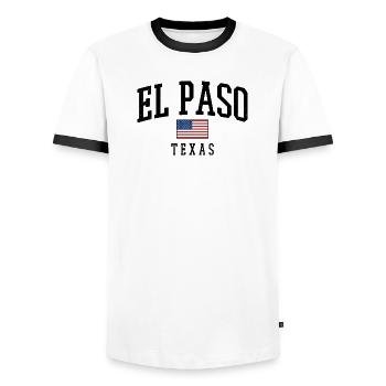 El Paso Texas Retro Shirt - Men's Ringer Shirt - white/black - Front - AI Model Female 172 light (172cm) & AI Model Male 178 dark (178cm)