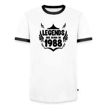 1988 - Jahrgang 1988 - Männer Kontrast-T-Shirt - Weiß/Schwarz - Vorne - AI Model Female 172 light (172cm) & AI Model Male 178 dark (178cm)