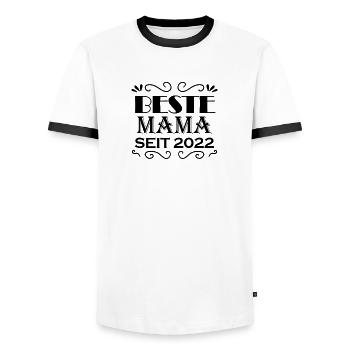 Beste Mama seit 2022 - Männer Kontrast-T-Shirt - Weiß/Schwarz - Vorne - AI Model Female 172 light (172cm) & AI Model Male 178 dark (178cm)