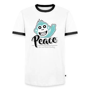 Frieden, Liebe und Verständnis - Männer Kontrast-T-Shirt - Weiß/Schwarz - Vorne - AI Model Female 172 light (172cm) & AI Model Male 178 dark (178cm)