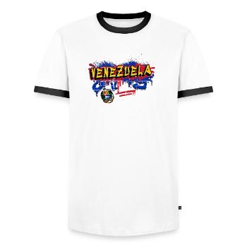 Venezuela graffiti flag design - Men's Ringer Shirt - white/black - Front - AI Model Female 172 light (172cm) & AI Model Male 178 dark (178cm)