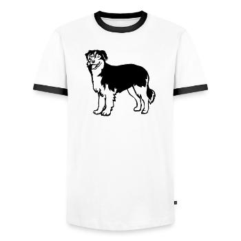 Australian Shepherd - Men's Ringer Shirt - white/black - Front - AI Model Female 172 light (172cm) & AI Model Male 178 dark (178cm)