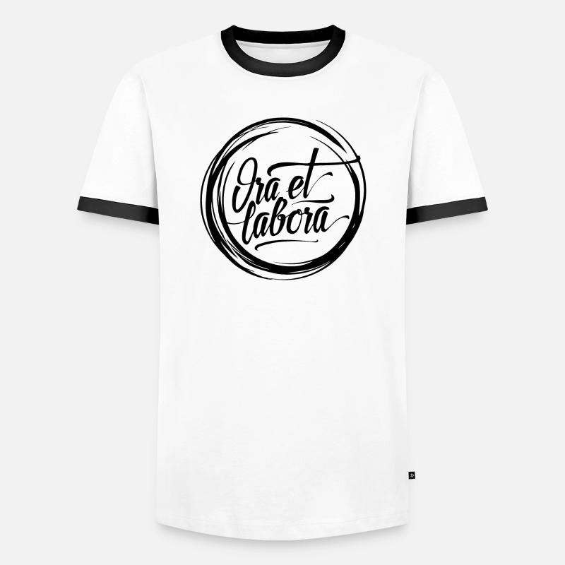 Ora et labora - Männer Kontrast-T-Shirt - Weiß/Schwarz