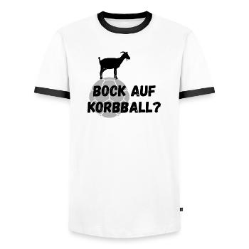 Bock auf Korbball - Männer Kontrast-T-Shirt - Weiß/Schwarz - Vorne - AI Model Female 172 light (172cm) & AI Model Male 178 dark (178cm)