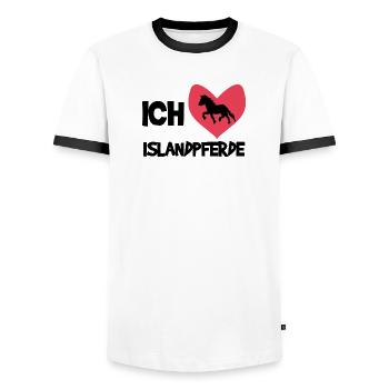 Herz Ich Liebe Pferde Statement Islandpferde - Männer Kontrast-T-Shirt - Weiß/Schwarz - Vorne - AI Model Female 172 light (172cm) & AI Model Male 178 dark (178cm)
