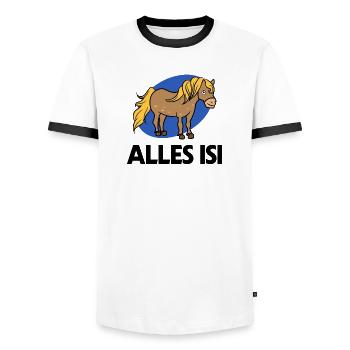 Cool Statement Islandpferde Islandponys Pony - Männer Kontrast-T-Shirt - Weiß/Schwarz - Vorne - AI Model Female 172 light (172cm) & AI Model Male 178 dark (178cm)