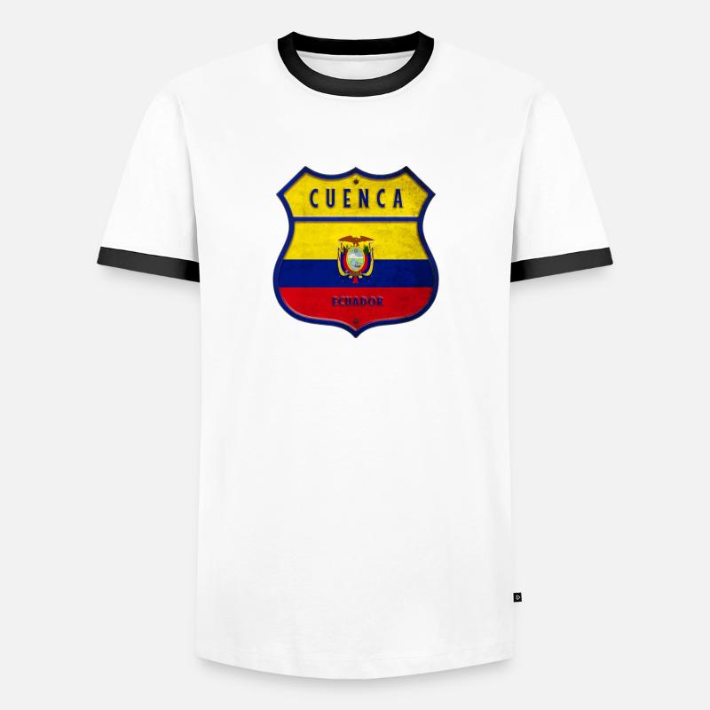 Cuenca Drapeaux de l'Equateur - T-shirt contrasté Homme - blanc/noir