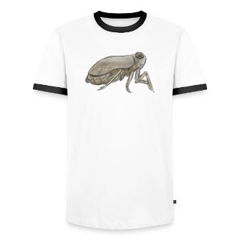 Cicada Ink Sketch in Earth Tones - Men's Ringer Shirt - white/black - Front - AI Model Female 172 light (172cm) & AI Model Male 178 dark (178cm)
