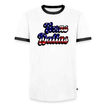 Dallas Texas USA flag design - Men's Ringer Shirt - white/black - Front - AI Model Female 172 light (172cm) & AI Model Male 178 dark (178cm)