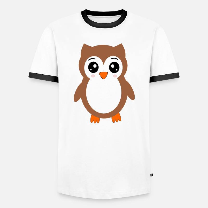 braune Eule Vogel Vogelschutz - Männer Kontrast-T-Shirt - Weiß/Schwarz