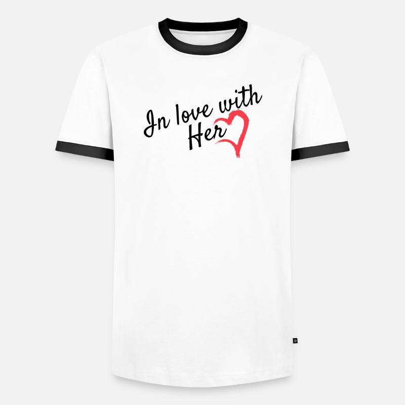 Dear partner look - Men's Ringer Shirt - white/black